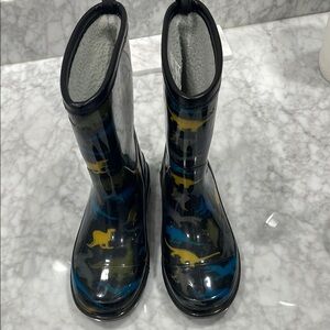 Kids Dinosaur Rain Boots - Black and Blue